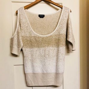 Bebe Gold shoulder cut out sweater